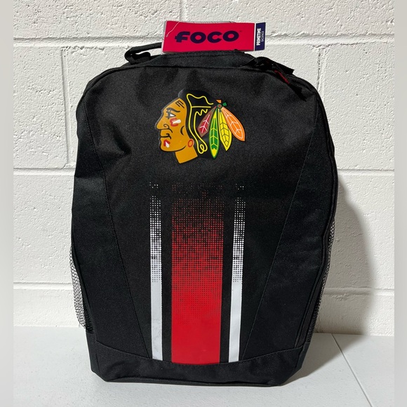 NHL FOCO USA Chicago Blackhawks Backpack NWT Black - Picture 1 of 12